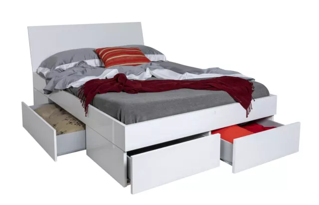 Letto della Linea Storage con 4 cassetti Contenitori, Letto Una piazza e Mezza,