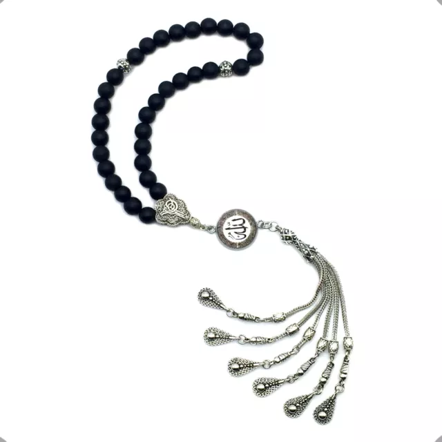 (Black Matte Onyx Prayer Beads-Tesbih-Tasbih-Misbaha-Masbaha (8 mm 33 Beads)