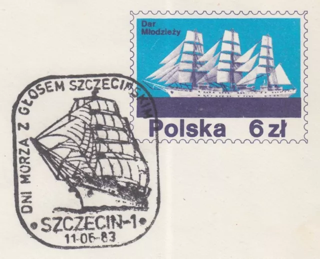 POLOGNE 1982 Ck#069 utilisé Enveloppe.  Voilier "Don de la Jeunesse".