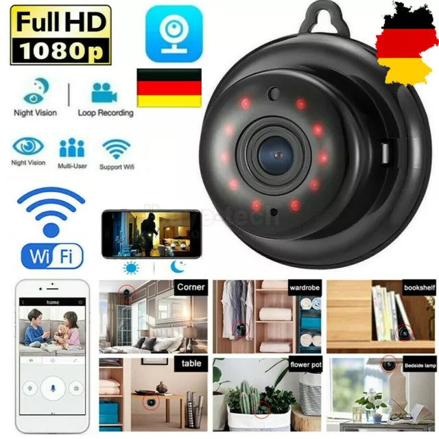 Funk Wlan Überwachungskamera Webcam 1080P HD WIFI IP Camera Innen IR Nachtsicht