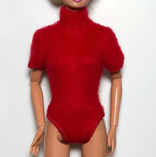 Barbie Doll Clothes Red Turtleneck Shirt Top Blouse Bodysuit Genuine Mattel T832