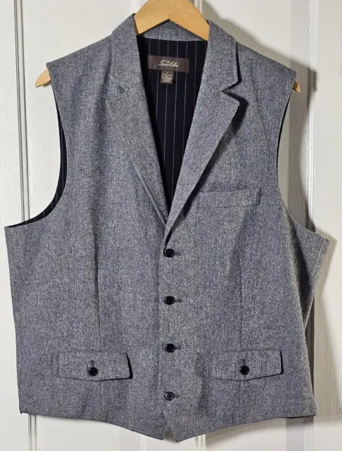 Tasso Elba Men's Vest Size L Gray Wool Blend Linen Four Button Pockets