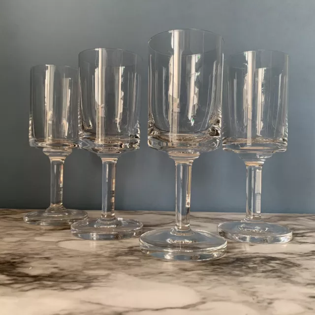 Set of (4) Dansk KARIN Crystal Wine Glasses 7.5” 12oz Clear FRANCE EUC
