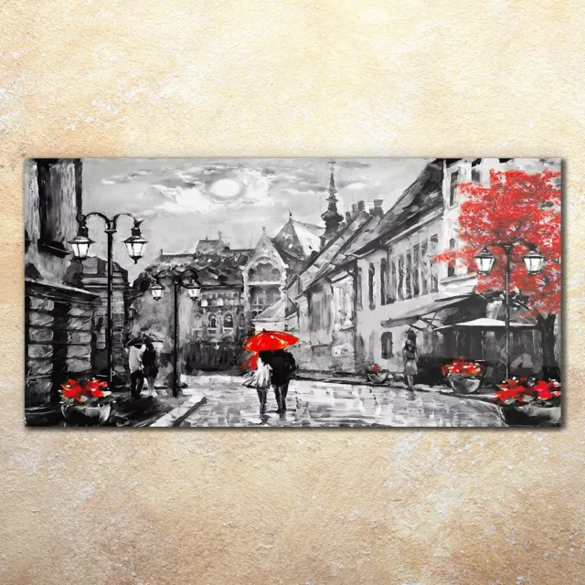 Glasbilder Wandbild Druck auf Glas 140x70 Kunst landschaft Malerei Stadt Ungarn