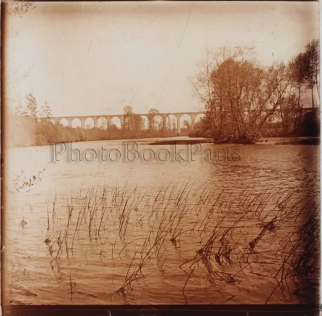 Viaduc du Blanc Saint-Benoît au blanc France Photo Stereo Verre Positive Vintage