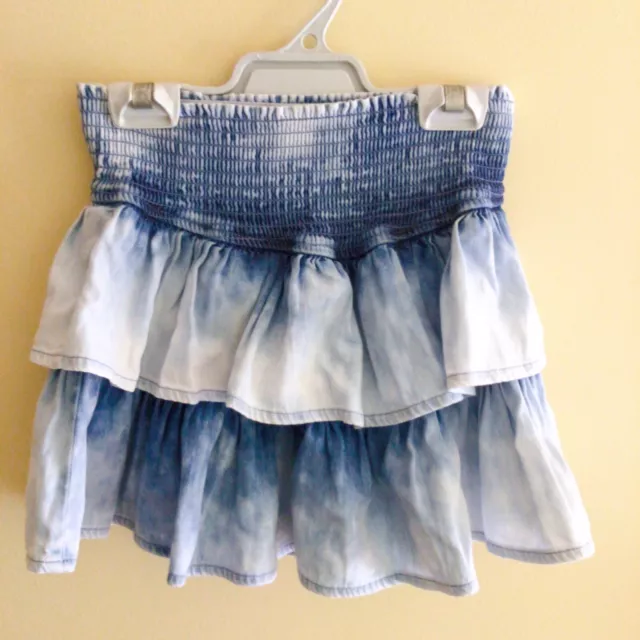 Ghanda Girls Size 9-10 Tiered Distressed Denim Skirt