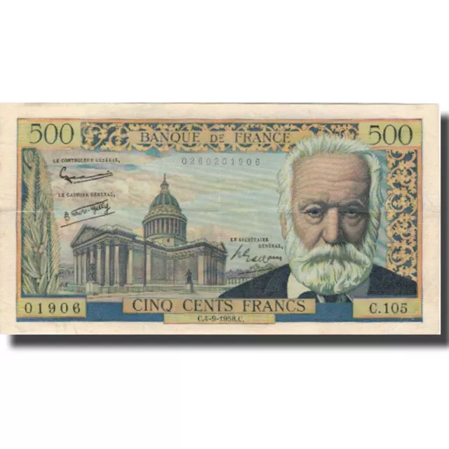 [#632723] France, 500 Francs, Victor Hugo, 1958, 1958-09-04, EF, Fayette:35.10