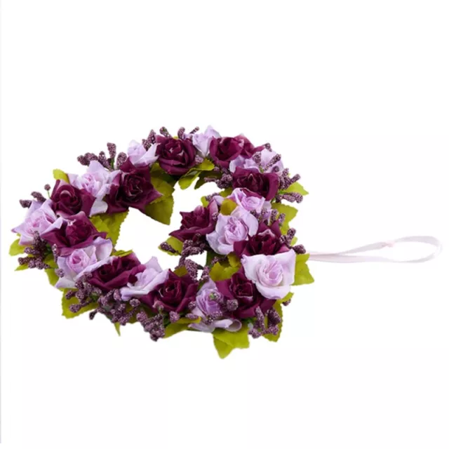 Heart Shaped Artificial Flower Wreath Door Decoration Hanging Wreaths with Si UK 3