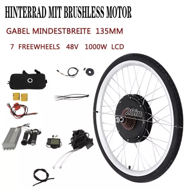 28" 1000W 48V Electric E-bike Bike Motor Conversion Kit LCD For Rear Wheel USA
