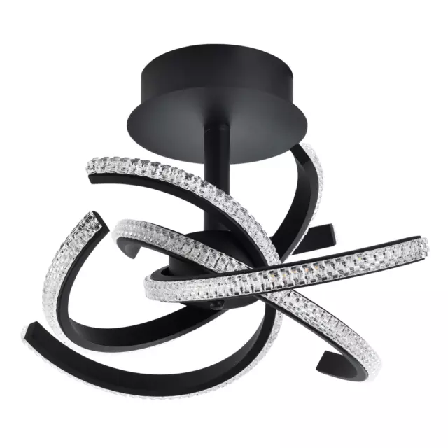 Moderne Designer Mattschwarz Sand LED Deckenleuchte mit Kristalleffekt Acryl...