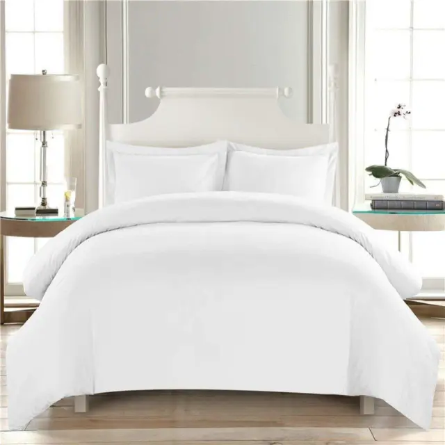 All AU Sizes White Color Solid Bedding Items 1000/1200 TC Egyptian Cotton