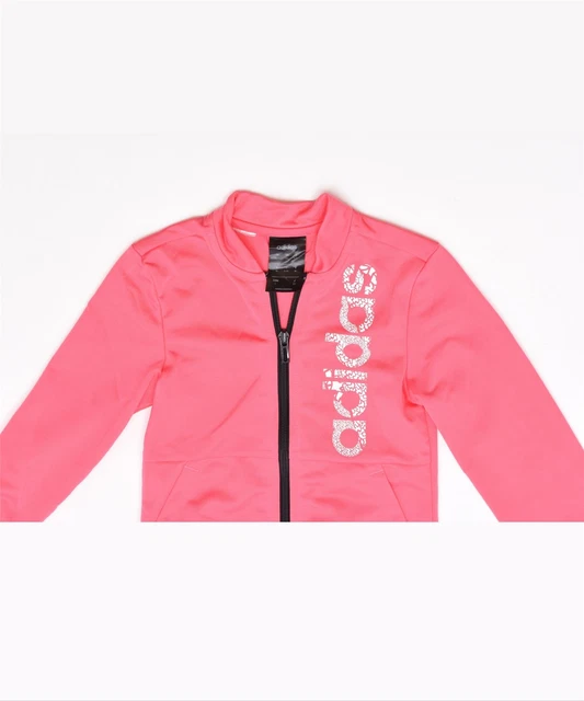 ADIDAS Girls Graphic Tracksuit Top Jacket 5-6 Years Pink DV05 3