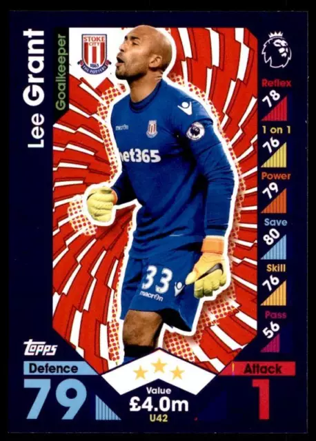 Match Attax 2016-2017 EXTRA Lee Grant Stoke City Base card No. U42