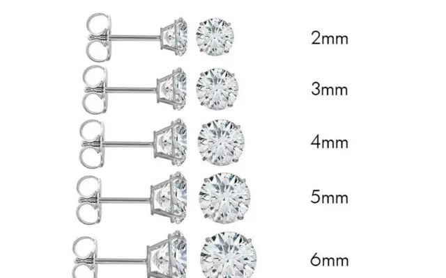 5Mm Round 14K Solid White Gold Stud Earrings W/ Lab Created Diamonds / Butterfly