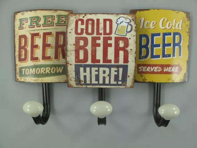 9977693 Hook Rail Wardrobe Metal Beer Vintage 21x39cm