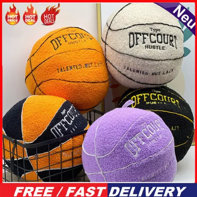3D Offcourt Basketball Decorative Round Cushion 25cm Fluffy Filled Kids Gifts