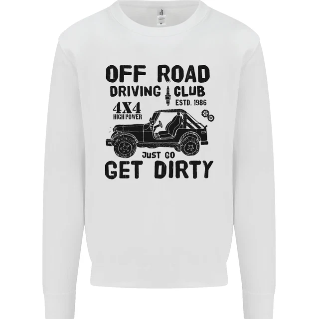 Off Road Driving Club Get Dirty 4x4 Funny Kids Sweatshirt Jumper