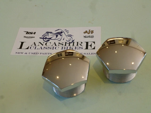Chrome Fork Stanchions & Top Nuts For BSA 250 C15 & 350 B40 Motorcycles - Pair 65-5331