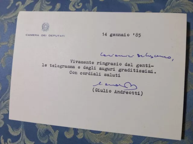 Autografo Di Giulio Andreotti.