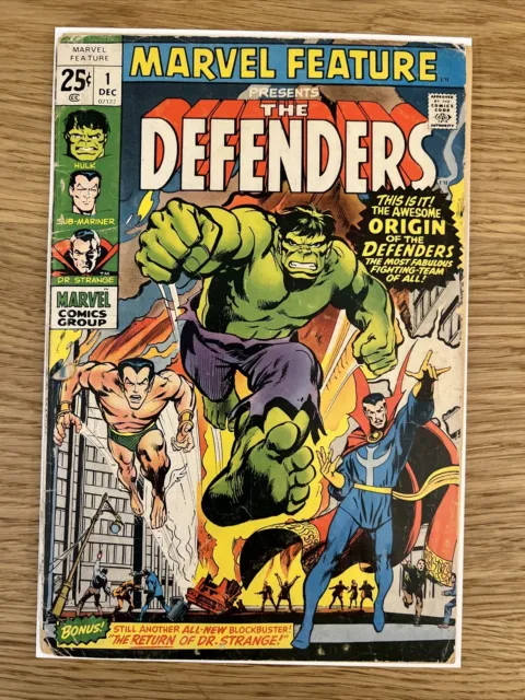 Marvel Feature 1 1st Appearance The Defenders 1 1971 1.0-1.5 Low Grade Tape