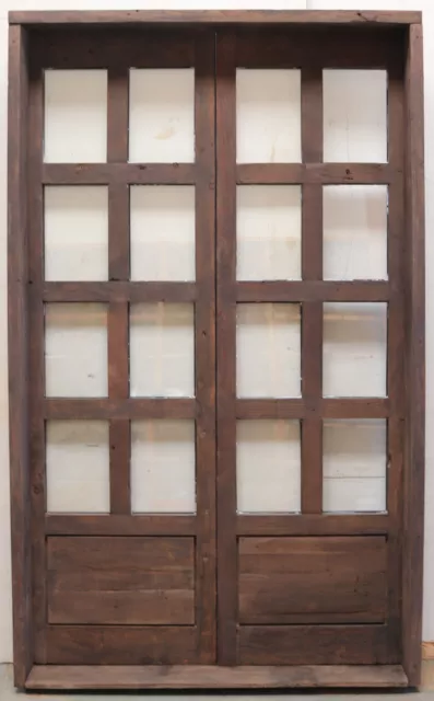 Rustic reclaimed lumber square top double door solid wood castle winery glass