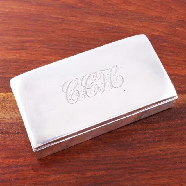 Poole American Sterling Silver Cigarette Box Simple Refined 20Thc Monogram Cch