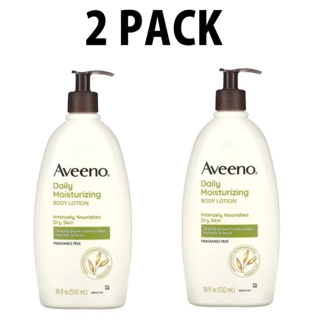 Aveeno, 2 PACK, Daily Moisturizing Lotion, Fragrance Free, 18 fl oz (532 ml)