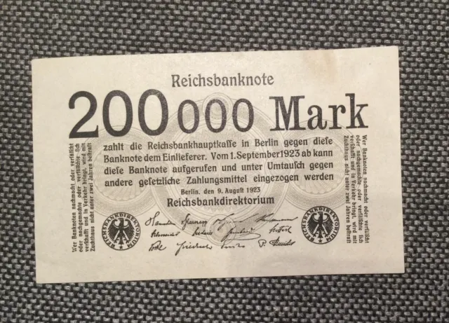 Reichsbanknote 200 000 Mark, 9.August 1923, gebraucht