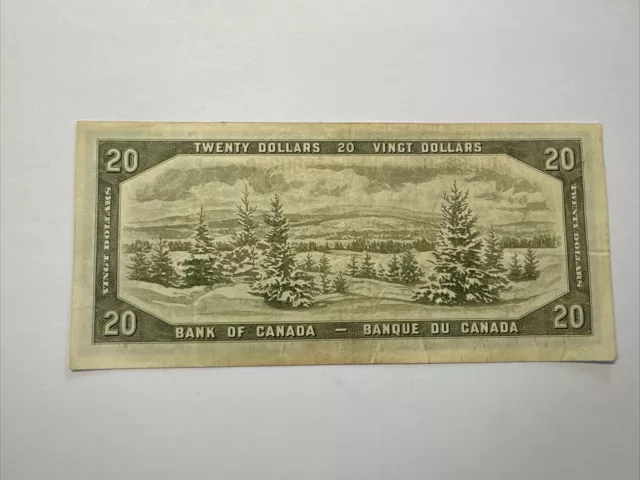 1954 $20 Modified Bill Bank Of Canada Beattie/rasminsky Prefix AW 2