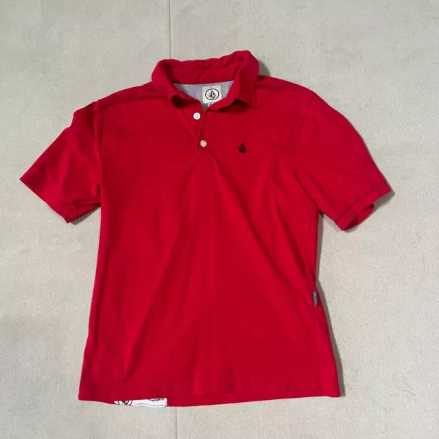 Volcom Collared Short Sleeve Cotton/ Poly Red Polo Shirt Boys Medium