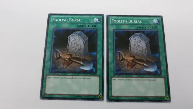 2x  FOOLISH BURIAL  SPELL  SDDL-EN029   1ST EDITION COMMON YUGIOH NM / UNPLAYED