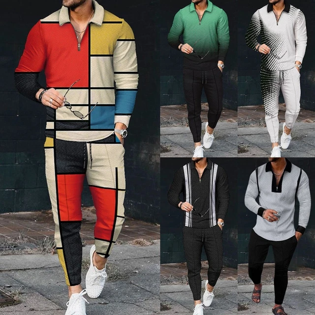 Uomo Tuta Sportiva Outfits 2stk da Ginnastica Casual T-Shirt & Pantaloni Set