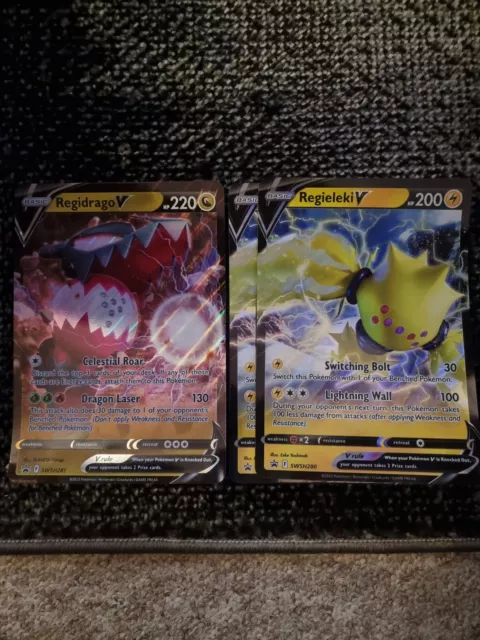 Pokémon - SWSH280 x 2 & SWSH281 Regieleki V & Regidrago V Jumbo-Karten