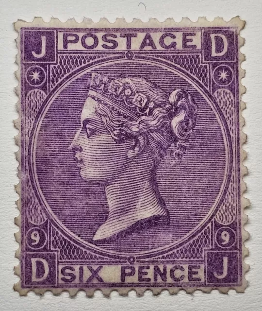 GB QV RARE SUPERB 1867 6d PL9 Mauve Orig Gum MNH? €800++. SG109. V Well Centred