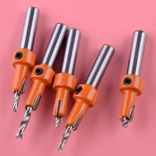 5pcs 10mm Countersink Drill Bit Set Screw Woodworking Chamfer Hex Tools New
