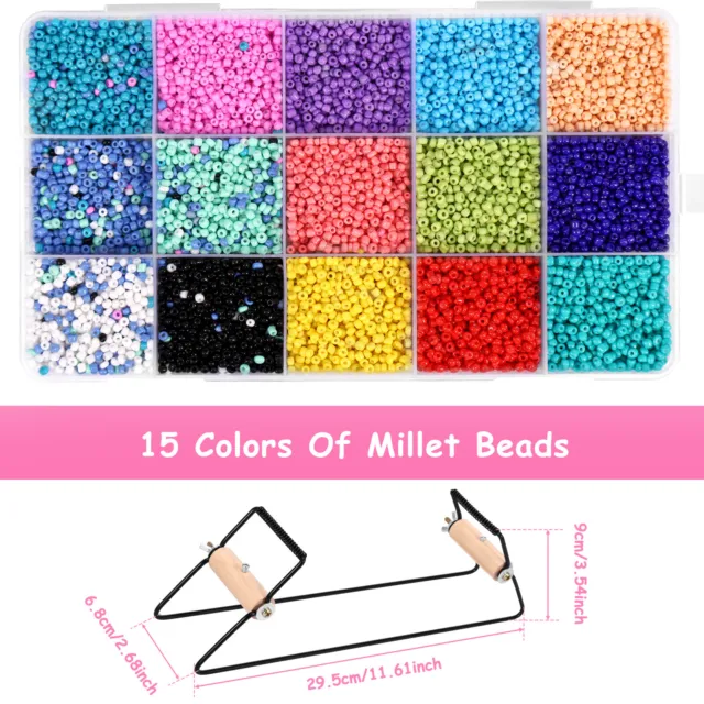 Bead Loom Kit Complete Kit with 15 Colors Seed Crystal Beading for Bracelet⎋