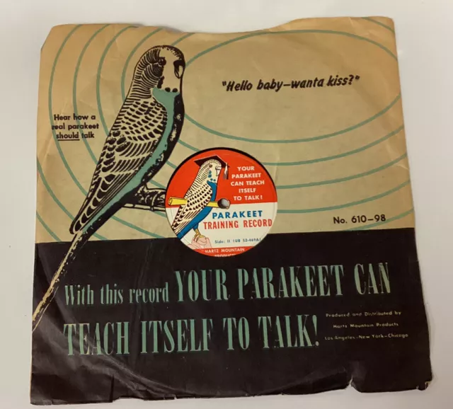 Vintage Hartz Mountain Parakeet Training Record No. 610-98 w/ Original Sleeve