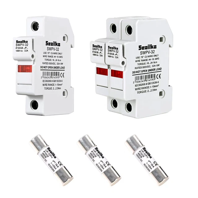 PV-Sicherungshalter DC Zylindrische Sicherungseinsätze 10A-32A 10x38 Sicherung