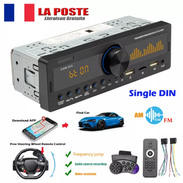 Autoradio 1 DIN, Avylet Radio Voiture Bluetooth 5.0, Bouton