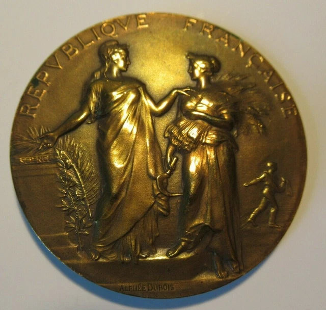 Médaille Ancienne En Bronze, Associations Agricoles, Par Alphee Dubois, Thème Animaux