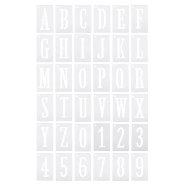 4 Inch Letter Number Stencils Alphabet Templates Set with Ring 3"W White 36pcs