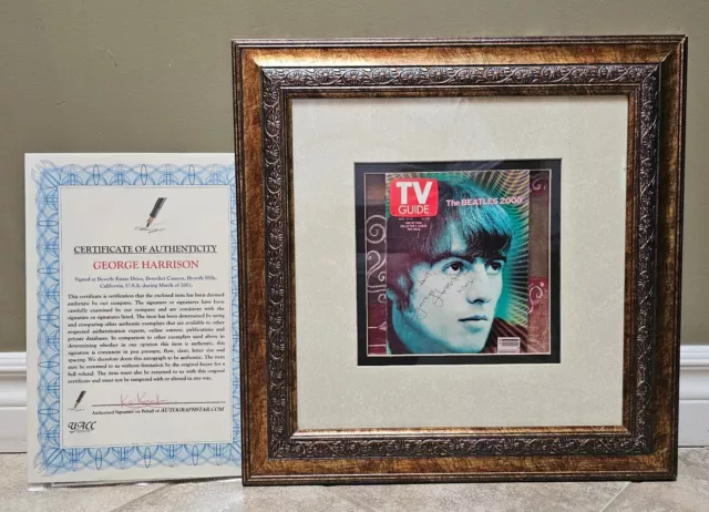 George Harrison Hand Signed Autograph On TV Guide -Framed -COA