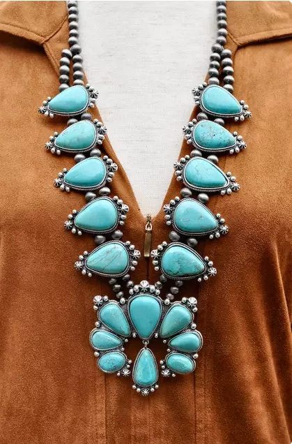 Squash Blossom Turquoise Necklace