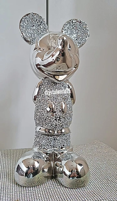 STUNNING SILVER CRUSHED Diamond Large Mickey Mouse Sparkle 