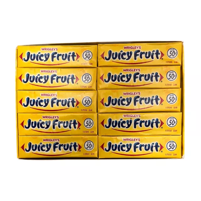 Wrigley's Juicy Fruit Kaugummi, 10 Packungen (10 x 5 Streifen = 50 Stück)