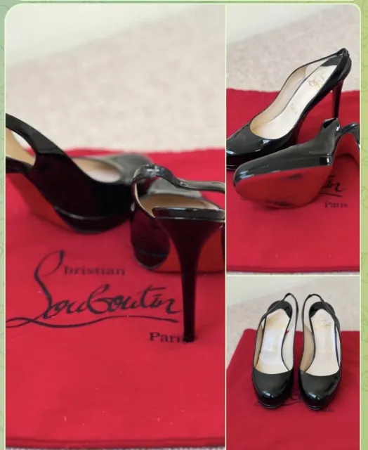 SUPERB Christian LOUBOUTIN Patent Leather shoes EU 37 UK 5 Women Stiletto Black 2