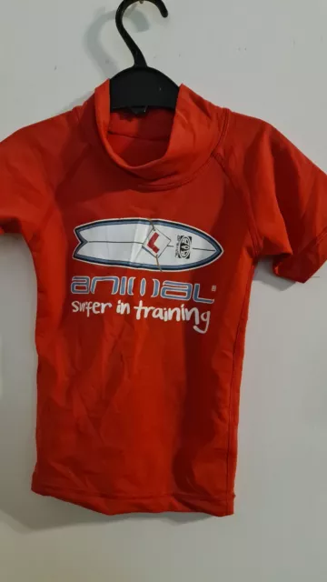 C2 red childs 5 years compression water sports surf shirt vgc animal