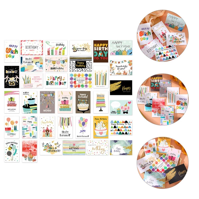 Set 24 Biglietti Di Compleanno Con Buste E Adesivi - Animali Variopinti, Carta Riciclata