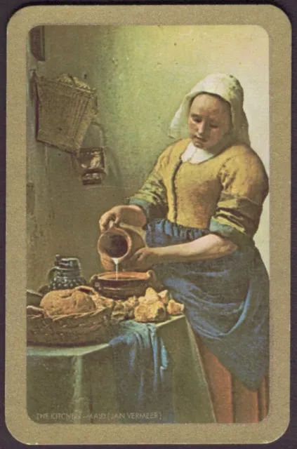 Playing Cards Single Card Old Vintage THE KITCHEN MAID Vermeer Art Painting GIRL