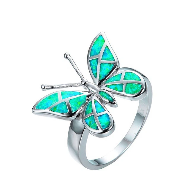 Women Ring Compact Lightweight Elegant Rhinestone Butterflies Ring Alloy